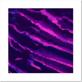 Abstract Dark Purple Blue and Pink Waves Posters and Art
